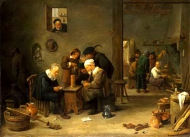 David Teniers the Younger - Two Men playing Cards in the Kitchen of an Inn